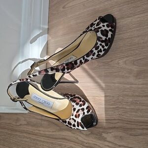 Jimmy Choo Nova Calf Hair Leopard Print Slingback